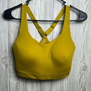 Athleta Advance Sports Bra B-G Women 34 DD Chartreuse Yellow Nylon Padded Cups